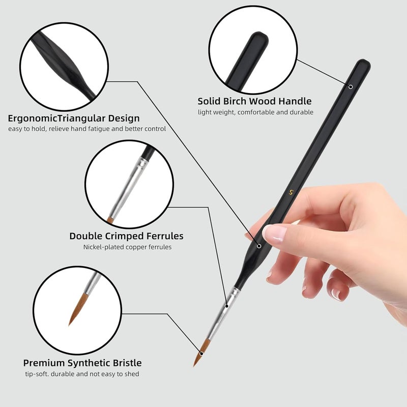 YOOUSOO Miniature Detail Paint Brushes Set, 11Pcs Small Painting Brushes, Micro Professional Tiny Paints Brush for Art Painting, Acrylic, Oil, Watercolors & Paint by Number, Models, Face, Nail, Craft - Image 2